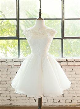 Picture of Simple White Color Cute Lace Short Graduation Dresses, Lovely Party Dress